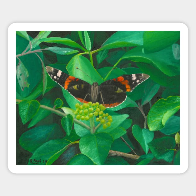 red admiral - green eyes Sticker by richardpaul